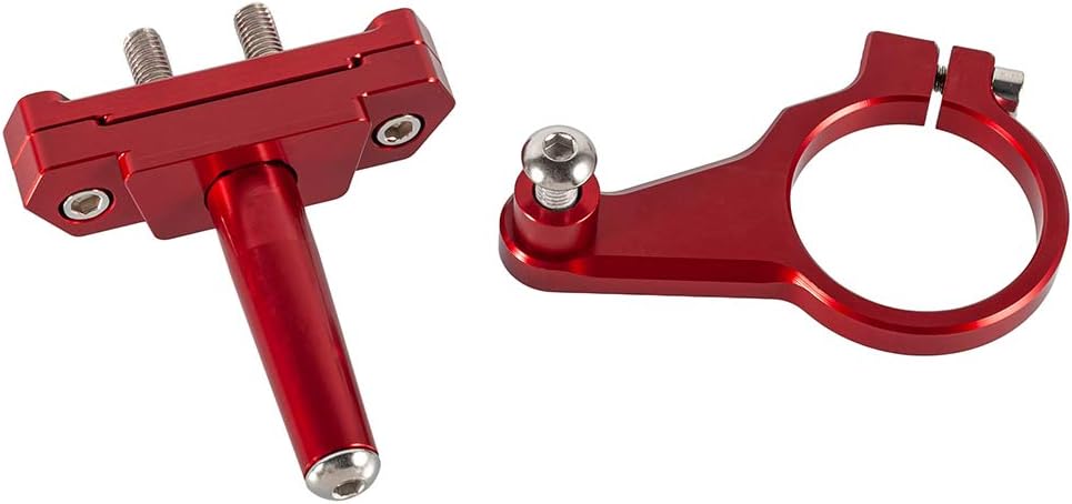 Aluminum Motorcycle Steering Damper Mount Steering Stabilizer Bracket Kit for YZF R15 V3 2017-2019 4 Colors (Red)