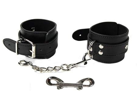 Bondage Hand Fessel schwarz mit Kette