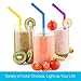 Tovantoe Silicone Reusable (4pcs) and Stainless Steel Smoothie Milkshake Hot and Cold Drinks Straws (2pcs) and Cleaning Brush(1pc), Size4, Multicolor