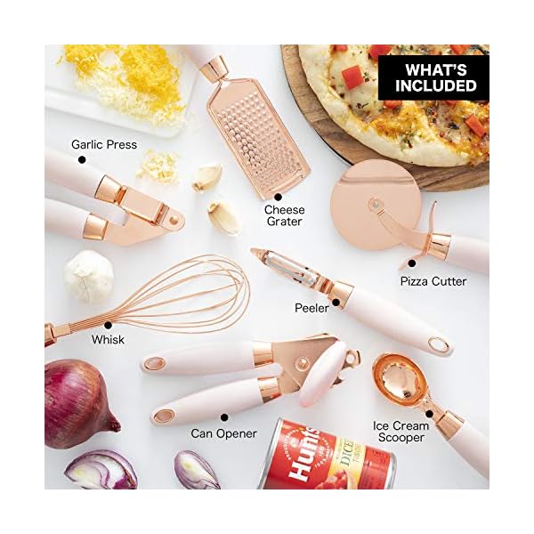 COOK With COLOR 7 Pc Kitchen Gadget Set Copper Coated Stainless Steel Utensils with Soft Touch