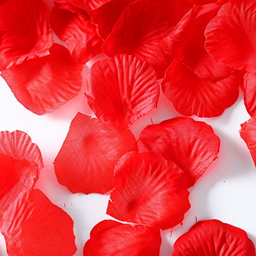 APICCRED 2000 PCS Artificial Silk Flower Rose Petals for Bridal Wedding Party Decoration (red