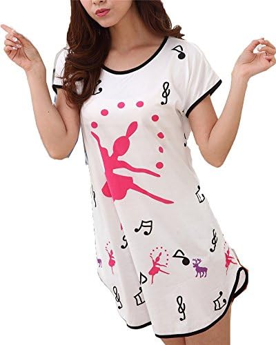 Curry Girl Womens Cartoon White Nightshirts Cotton Chemises Slip Sleepwear