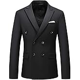 UNINUKOO Mens Suit Jacket Double Breasted Blazer Men Slim Fit Casual Prom Wedding Daily Tux Suit Coats Blazer