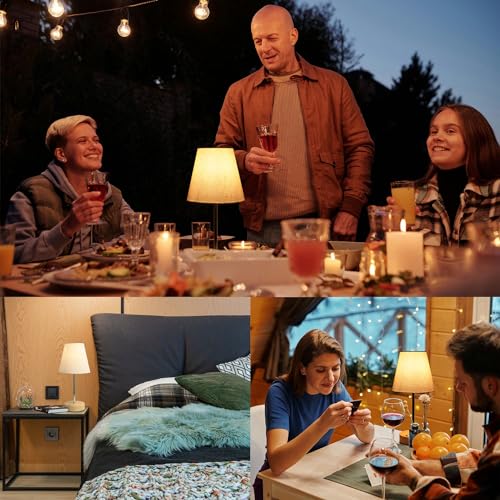 HSLighting Wireless Table Lamp, Akku Table Lamp with Stoffschirm Night Lamp, Stufenlos Touch Dimmable, Light Wiederaufladbar Table Light for Living Room (Modern, 1)