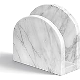 Marble Napkin Holder for Table, White Upright Napkin Holders for Paper, Standing Napkin Dispenser for Kitchen, Dining Room, P