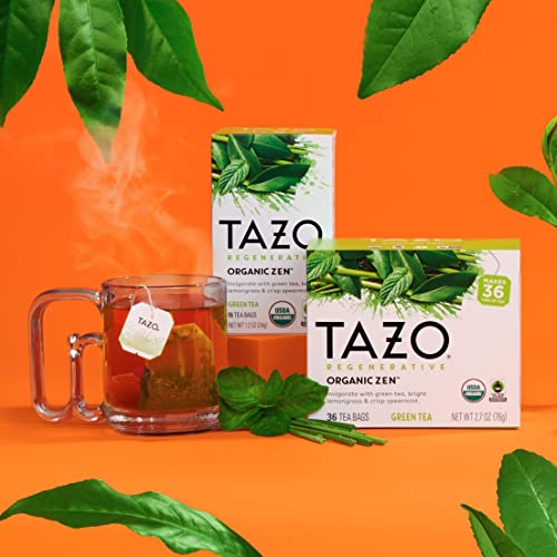 TAZO Tea Bags, Green Tea, Regenerative Organic Zen Tea, 36 Tea Bags