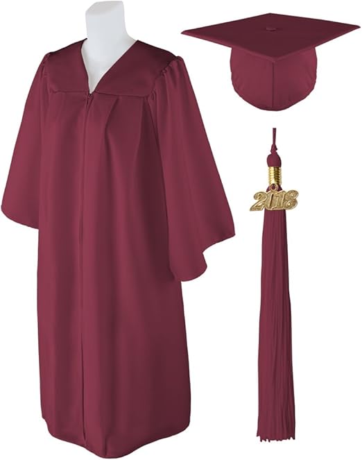 Standard Matte Graduation Cap and Gown with Matching 2018