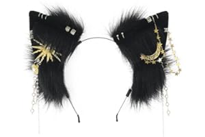 Faux Fur Wolf Ears Headband – Gothic Aesthetic Cosplay Hair Accessory Cute Plush Animal Ears Harajuku Comic-con