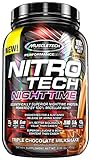 MuscleTech Nitrotech Night Time Protein Powder, Triple Chocolate, 2 Pound