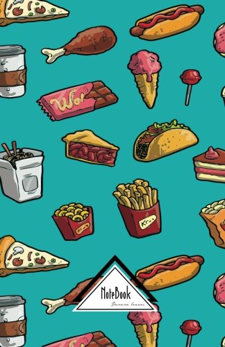 Notebook Journal Dot-Grid,Graph,Lined,No lined:Cutie Fast-food Pizza French fries Aqua Blue Cover: Small Pocket Notebook Journal Diary, 120 pages, 5.5 x 8.5 (Blank Notebook Journal)