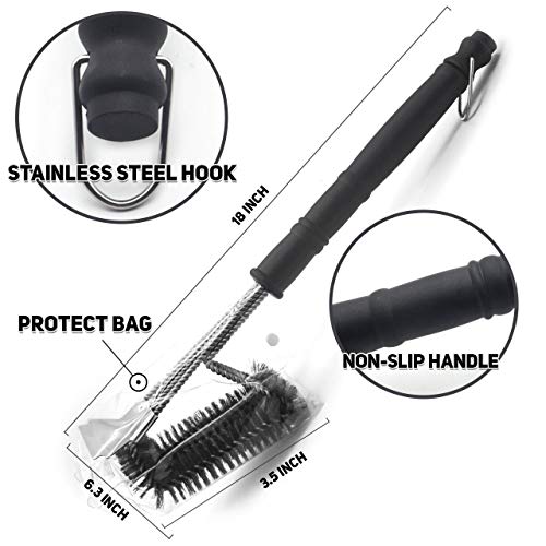 iiWey Grill Brush and Scraper, Large Surface 4 in 1 Best BBQ Brush for Grills, Long Safe 18" Stiff Handle and Stainless Steel Woven Wire Bristles Cleaning Brush for Weber Gas/Charcoal Grill - Thumbnail 5