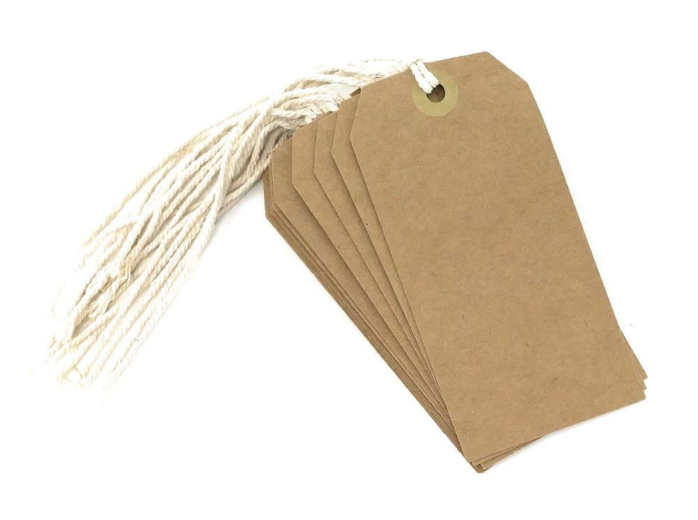 County Large Tie On Luggage/Storage Card Tags with String - Brown Card - Pack of 10 Tags - Size 120Mm X 60Mm, B014OYIHWA_1_SML