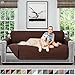 Sofa Shield Couch Slip Cover with Patented Strap, Large Cushion Protector, Reversible Stain and Dog Tear Resistant Slipcover, Quilted Microfiber 70” Seat, Washable Covers for Dogs Pets Kids, Chocolate
