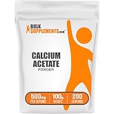 BulkSupplements.com Calcium Acetate Powder - Calcium Supplement, Food Grade - Pure &amp; Gluten Free, 500mg per Serving, 100g (3.5 oz) (Pack of 1)