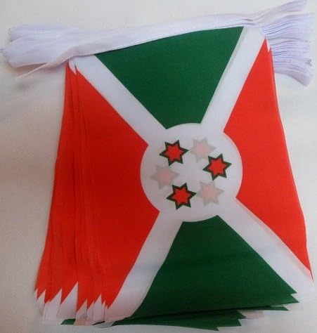 AZ FLAG Burundi Bunting Flag, 20 Ft Garland with 20 Small Burundian Flags 8'' x 6'', 100% Polyester String Pennant, 6 meters