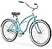 sixthreezero Women's Single Speed Beach Cruiser Bicycle, Teal Blue w/ Brown Seat/Grips, 26