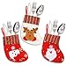 LimBridge Christmas Mini Stockings, 12 Pack 6.25 inches Small 3D Kids Mixed Set, Felt Xmas Tree Santa Claus Snowman Reindeer Gift Card Silverware Holders, Mini Personalized Holiday Treat Bags