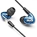 Dual Driver Musician's in Ear Monitor, GranVela iRock A8 Sport Earbuds with Mic and Memory Wire,Dynamic Crystal Clear Sound, Ergonomic Comfort-Fit in Ear Earphones for Running, Workout, Gym(Blue)