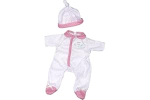 JC Toys | Berenguer Boutique | La Baby Doll Outfit | 2 Piece White and Pink Onesie|Washable| Ages 2+ | Fits Dolls 9"- 12"