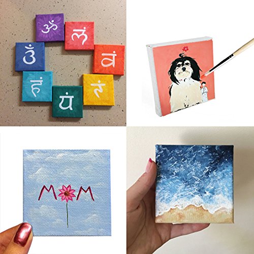 CBTONE 24 Pack Mini Canvas Panels 4" x 4", 100% Small Cotton Stretched Canvas Boards for Painting Craft Drawing Small Acrylics Canvas (Pack of 24) - Thumbnail 5