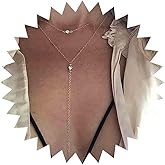 Yheakne Boho Layered Crystal Necklace Gold Rhinestone Pendant Necklace Long Y Lariat Necklace Long Drop Crystal Chain Necklace Jewelry for Women