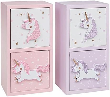 Amaal Trading Lullaby Unicorn 2 drawer chest (Pink or Purple) Child's Bedroom Gift (Purple)