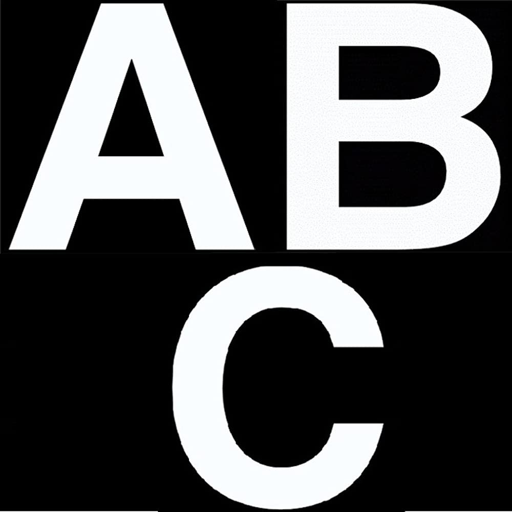 Merriway BH07144 (12 Pcs) White Vinyl Stick-On Wheelie Bin Post Box Crate Dust Bin Letters, 50 mm (2 Inch) Letters A B C - Pack of 12 (4 of Each Letter)