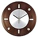 Timekeeper 11-Inch Round Espresso Brown Woodgrain Wall Clock with Silver Accents and Raised Glass Cover
