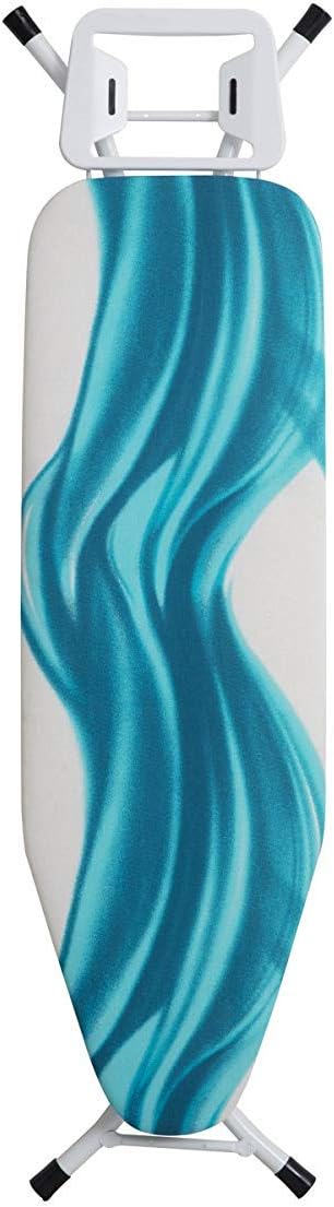 Mabel Home Adjustable Height, Deluxe, 4-Leg, Ironing Board, Extra Cover, Blue/White Patterned, 132.1L x 34.3W cm - Image 4