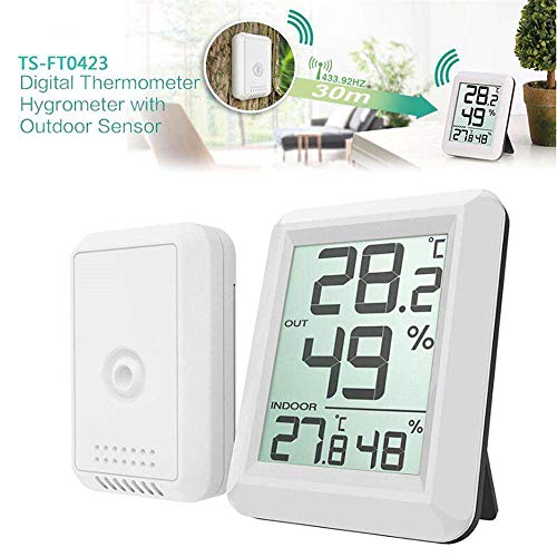 Weather Thermometer Indoor,MeiLiio Digital LCD Wireless Weather Thermometer Hygrometer Station Indoor Outdoor Monitor with Transmitter for Home and Office