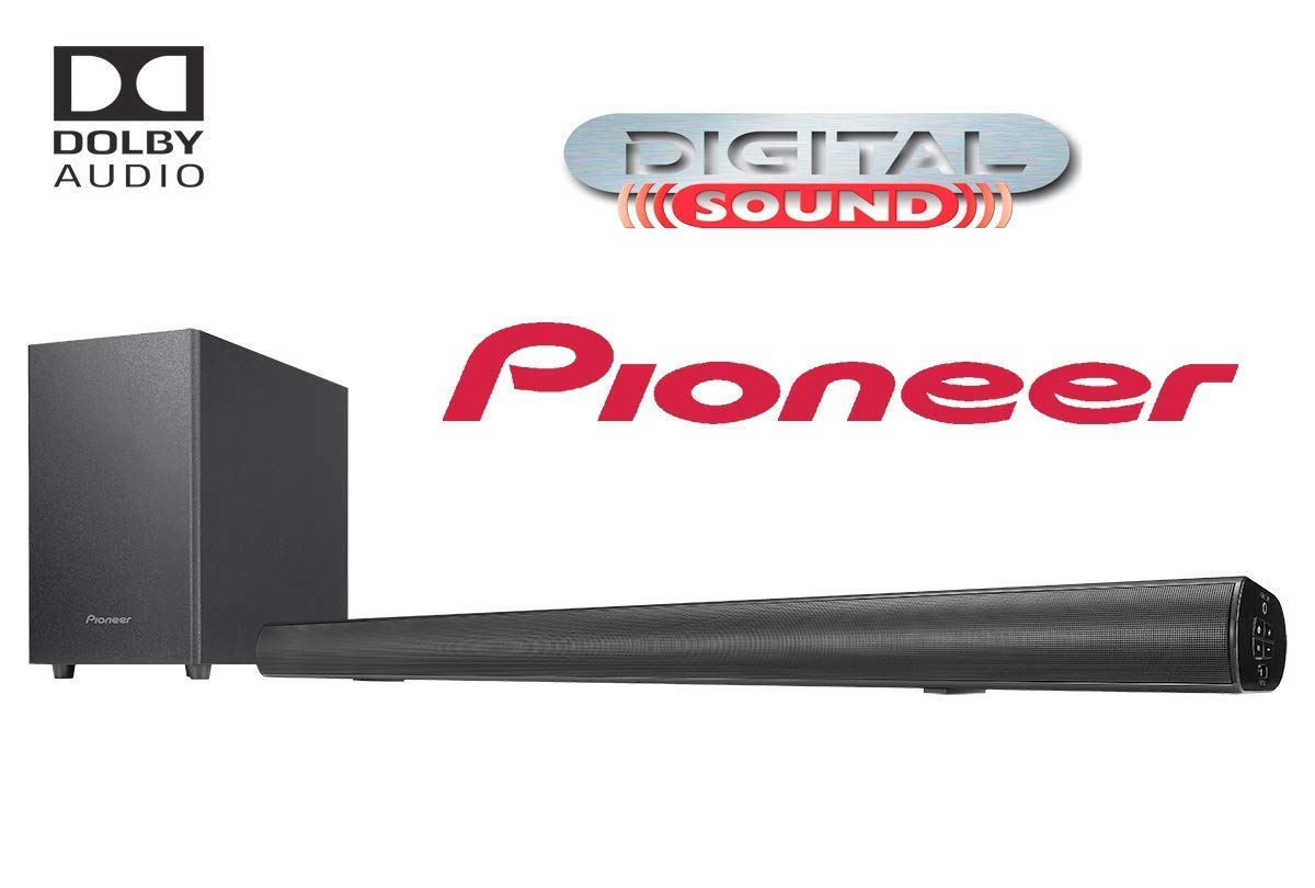 pioneer 2.1 channel 60w soundbar with wireless subwoofer