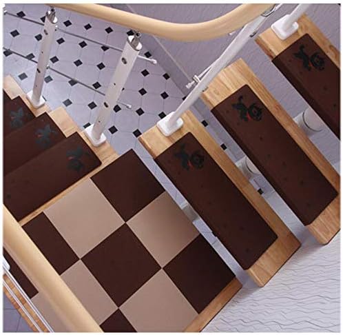 Soulos 階段踏み板 長方形 犬足跡 階段マット 自己粘着 滑り止め 静音 汚染なし 階段カーペット 60 X 21 4 Cm プラットフォームパッドは含まれません 15pieces ブラウン 648 485 617