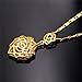 U7 Floating Rose Flower Jewelry Set Luxury Fashion 18K Gold Plated Bridal Tennis Bracelet & Drop Earrings & Charm Necklace Pendant