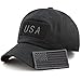 The Hat Depot Low Profile Tactical Operator with USA Flag Patch Buckle Cotton Cap (USA- Black)