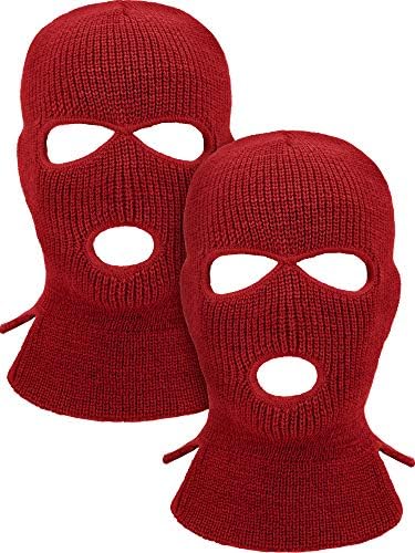 Download 2 Pieces 3-Hole Ski Mask Knitted Face Cover Winter ...