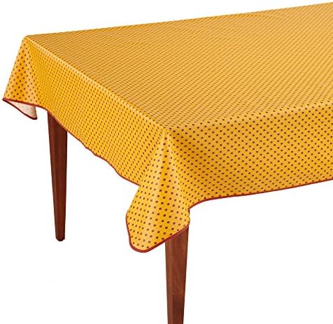 Esterel Safran Rectangular French Tablecloth, Coated Cotton, 63 x 79 (4-6 people)