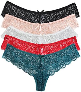 HUAYF Women's Sexy Lace Low Rise Thong Underwear Plus Size Nylon Hipster Panties 5 Pack Extra COMPLIMENTARY A Pair Of Eyeshades