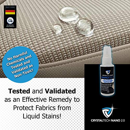 CrystalTech Nano Stain and Water Repellent Fabric Protector Spray | Nano Liquid Glass Technology | Safe for Leather, Suede and Footwear | Protection from Rain, Mud, Spills, Grease | 2 oz