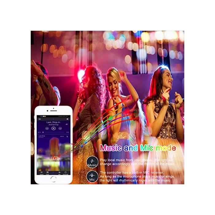 Tira de luces LED SMD5050 que cambian de color de 17 m con sincronización de música que cambia de color + controlador Bluetooth - Imagen 5
