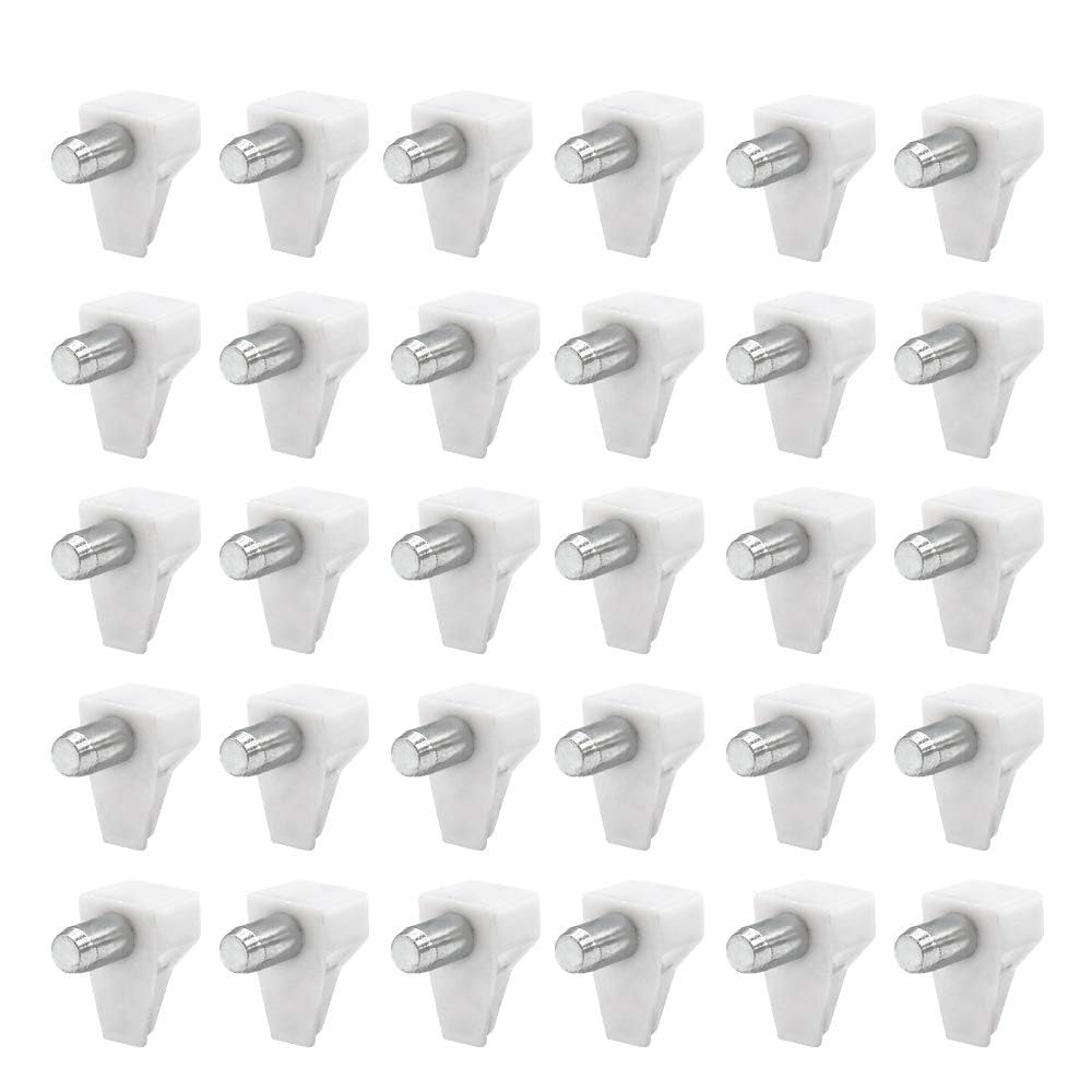 Derbway 40PCS Shelf Support Pegs, Plug in 5mm Hole 60Kg Load for Cabinet Glass Shelve (White)