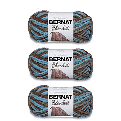 Bernat Blanket Yarn Super Bulky Soft Chenille Yarn, Coastal Cottage, 3-Pack