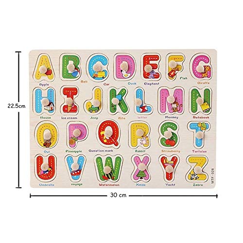 Popmall Puzzles for Toddlers, Wooden Letter Puzzle with Knobs and Insect Kids Wooden Puzzles for Toddlers - Numbers, Alphabet and Insect Puzzle