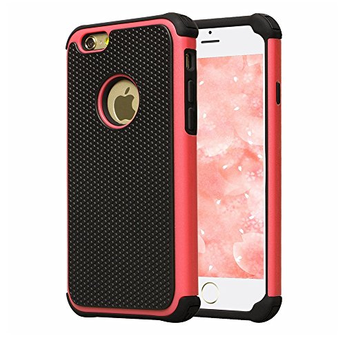 iPhone 6 Case,iPhone 6S Case,GOGING Impact Resistant Double Layer Shockproof Hard Shell Case Compatible for Apple iPhone 6/6S 4.7 inch (Red)