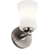 Kichler Brianne 9.5 Inch 1 Light Wall Sconce with Satin Etched Cased Opal Glass in Classic Pewter