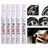 5 LOT CAR TIRE TYRE THREAD WHITE MARKER PERMANENT WATERPROOF METAL RUBBER GALSS, 5-PACK