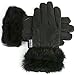 Alpine Swiss Womens Leather Dressy Gloves Faux Fur Trim Cuff Thermal Lining Black Large