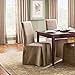SureFit Home Décor SF18819 Duck Solid Long Full Length Dining Chair Cover, Relaxed Fit, 100 Percent Cotton, Machine Washable, One Piece, Linen Color,