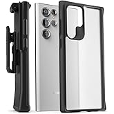 Encased Glacier-Clip Series for Samsung Galaxy S22 Ultra Case with Belt Clip Holster - Transparent Grip Cover Matte/Frost (S22-ULTRA 6.8")