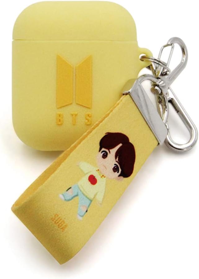 BTS Bangtan Boys Official BTS Logo Silicone Airpods 1,2 Case with Strap (SUGA)