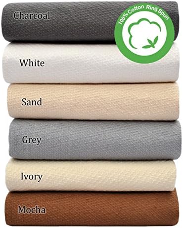 Value Homezz, 100% Soft Ringspun Cotton Thermal Blanket - Queen Mocha Easy Care Soft Cotton Blankets Geometric Design (Queen - 90 x 90 Inches, Mocha)